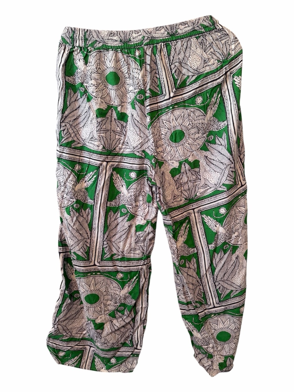 Anthropologie Real Fun Wow Flannel Pajama Bottoms Green White Medium GUC G(002) - Picture 2 of 8